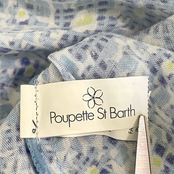 NWT Poupette St Barth Mae Ruffle Trim Printed Mini Dress Blue Je T’aime Girls 10 - Picture 12 of 15